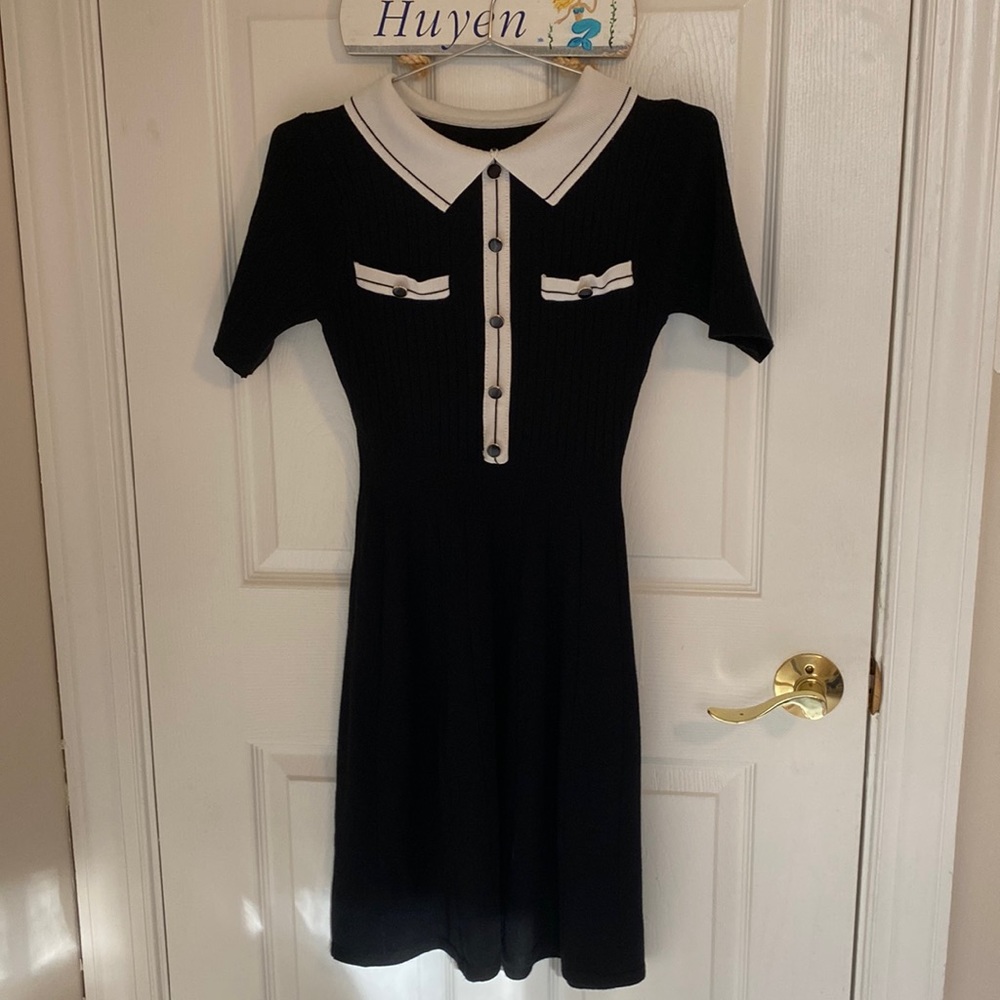 Wednesday styled dress - Black/White - Small